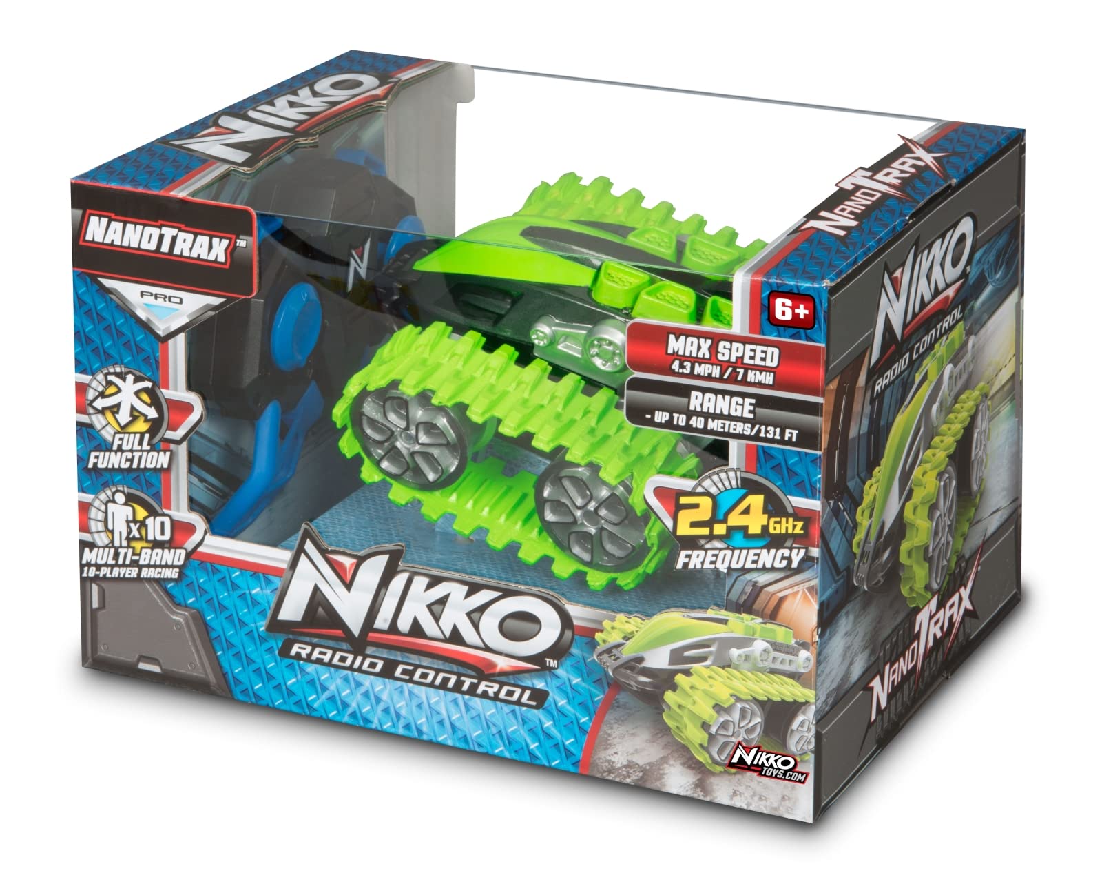 Nikko 10181 Nano Trax zdalnie sterowany samochód RC, mini pojazd gąsienicowy offroad, mały czołg z obrotami 360° i fajnymi godzinami, zabawka dla dzieci od 6 lat i dorosłych, ok. 15 cm, zielony
