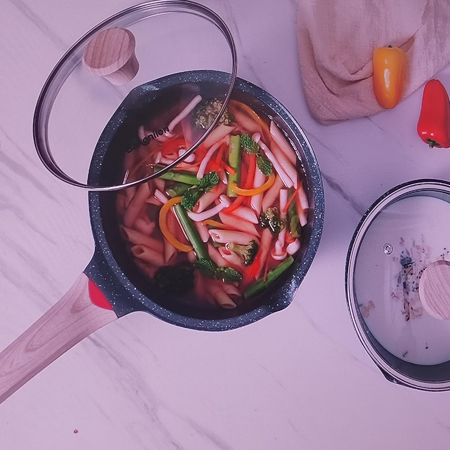 Ceramic Nonstick Saucepan Set 2QT and 3QT, Cast Aluminum Cooking Pots with Side Pour Spouts,Compatible with All Cooktops,Dishwasher Safe