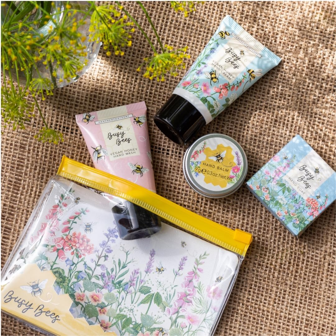Heathcote & Ivory Hand Cream and Wash 30ml, Balm 9g, Soak 30g, Moisturiser Set in Reusable Travel Pouch, Shea Butter - Image 3