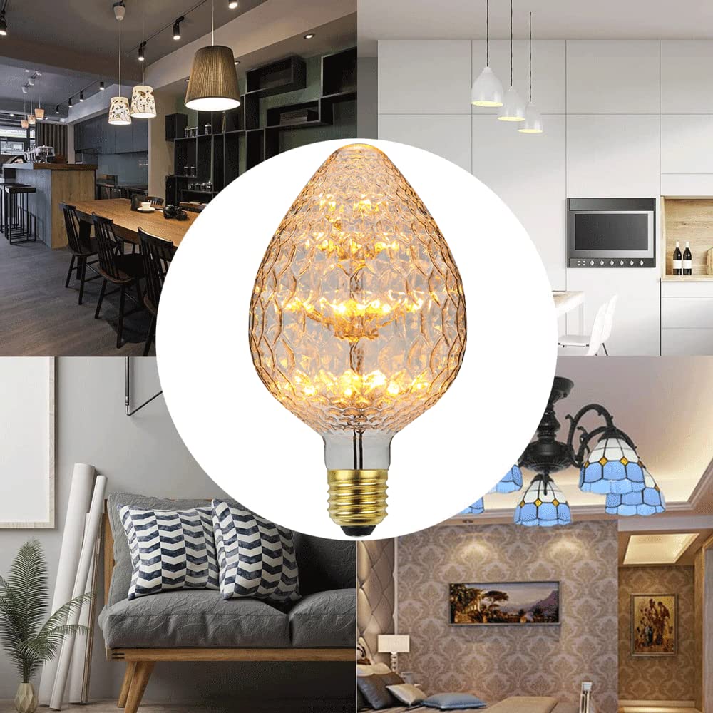 Paquete de 6 Bombillas LED de Repuesto - Bombillas Edison de Base E27 de 3W, se Adapta a Las Luces Vintage de la Sala de Estar del Comedor del café Comercial, luz cálida 2300K