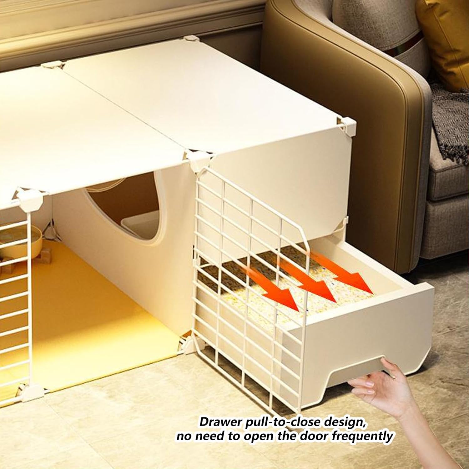 Large Cat Cage with Litter Box, Outdoor Cat Playpen, Detachable Metal Kennel for 2-5 Cats, Enclosed Pet Playpen 42.1x18.5x44.1in - Ideal for Safe Play and Comfort