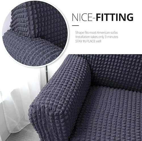 Miniatura 3 de NICEEC - Funda de sofá biplaza, 1 pieza, fácil de ajustar, universal, alta elasticidad, duradera, protector de muebles con faldón, estilo campestre