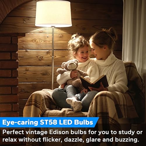 Miniatura 5 de Paquete de 12 bombillas LED Edison vintage equivalentes a 60 W, bombillas LED ST58 de 5000 K, luz blanca diurna de 6.5 W, bombillas de filamento LED