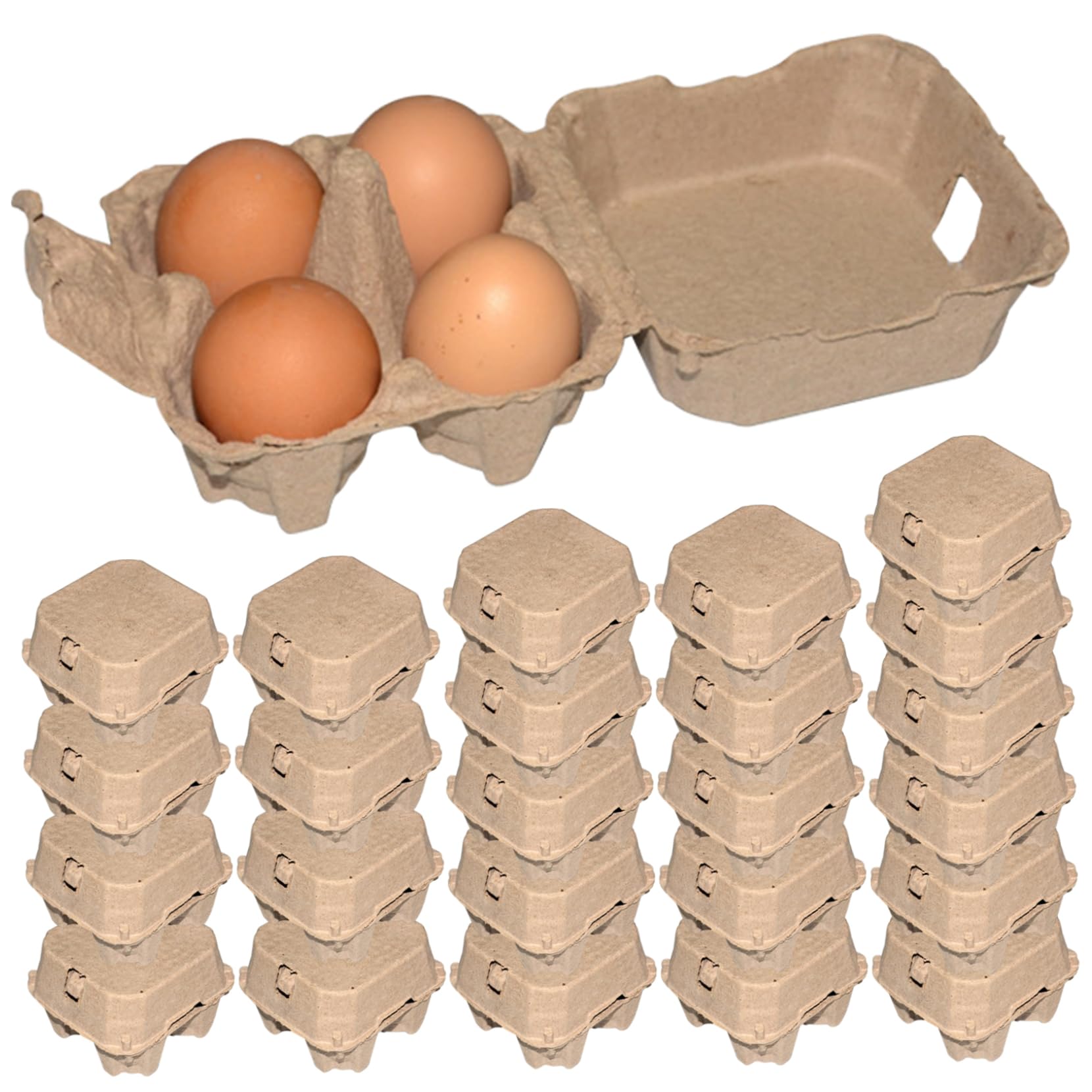 Cartoni per uova Bulk 25Pcs Cartoni per uova 4 Conteggi Casse Riutilizzabili Polpa Naturale Impilabile Anatra Cartone Contenitori di Immagazzinaggio per Cucina