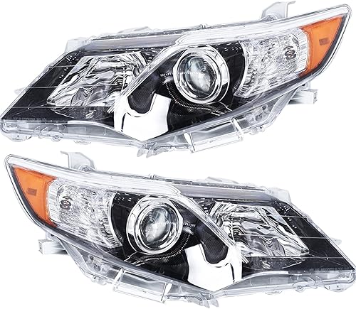 Miniatura 2 de Conjunto de faros delanteros laterales izquierdo y derecho, carcasa negra, lente transparente, reemplazo para Camry SE 2012 2013 2014