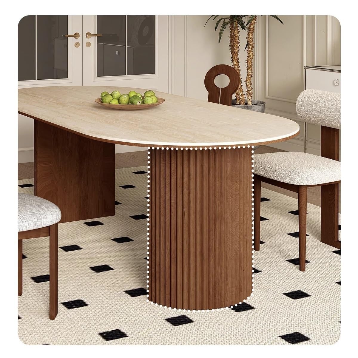 Moderno tavolino ovale in marmo retrò – elegante tavolo d'accento per soggiorno, arredamento per la casa, perfetto per caffè e tè, design contemporaneo, finitura in pietra durevole