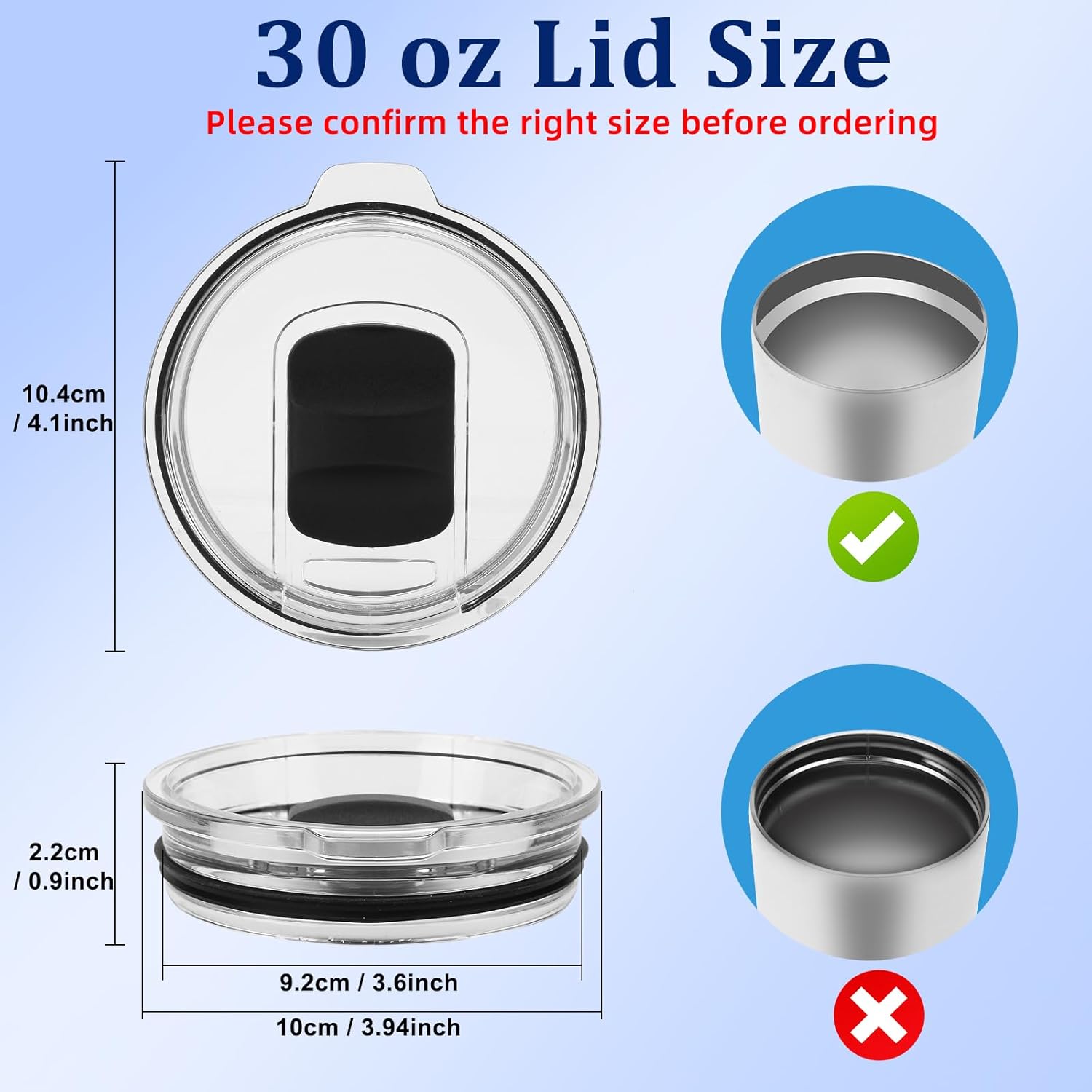 2 Pack 30 oz Yeti Tumbler Lids, Replacement Tumbler Lids for Yeti 30 oz Tumbler, 14 oz Mug, 26 oz Cup, 35 oz Straw Mug, Magnetic Slider Switch, Splash Proof Coffee Cup Cover Lids, BPA Free