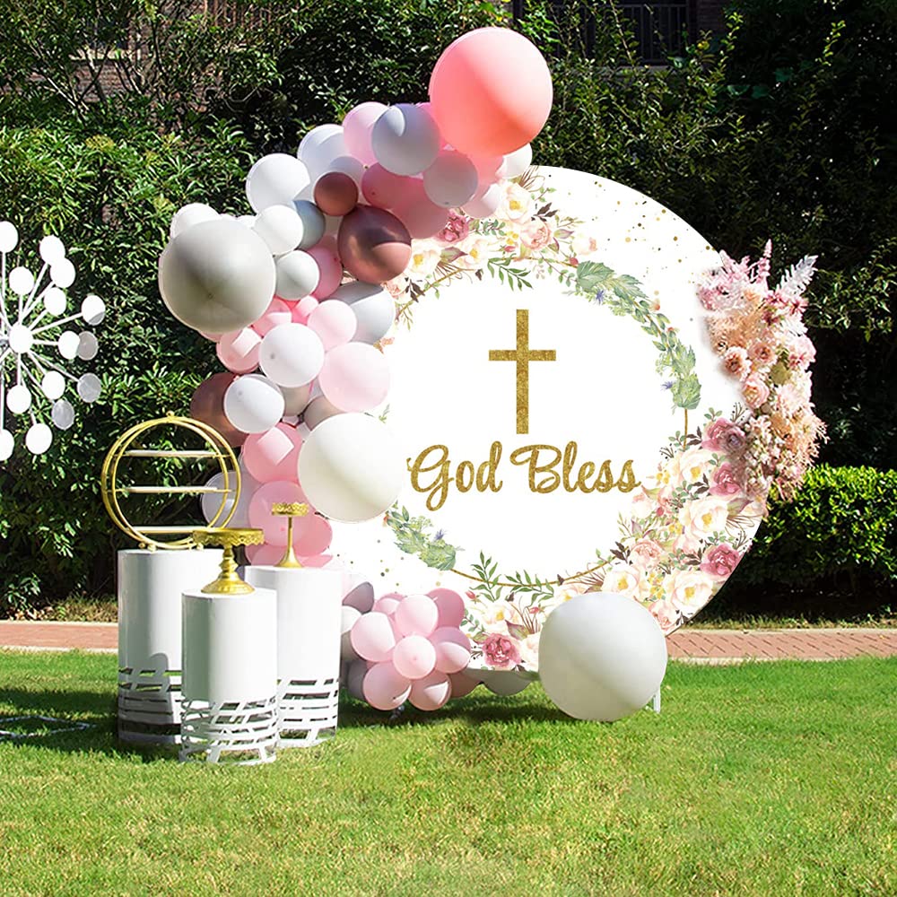 Toile De Fond Baby Shower Florale 210x150 Cm – « Welcome Little One » Doré – Décoration Fête & Photographie