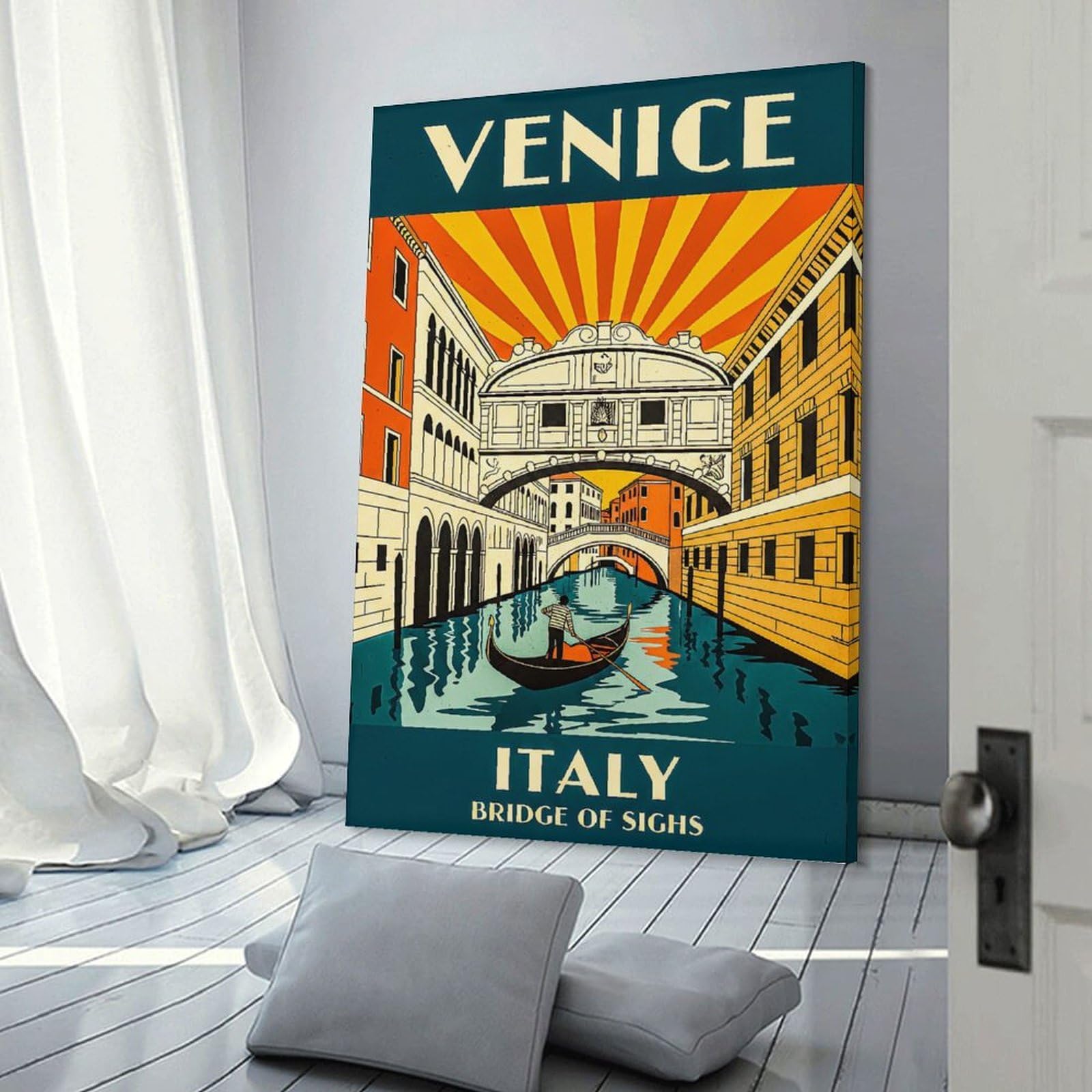 Junmoney Venice Italy Bridge of Sighs Travel Room Decor Wall Art, 20x30inch(50x75cm), for Entrance Walls, Hall Decor Or Foyers, A Neat Decor Update for Hallways