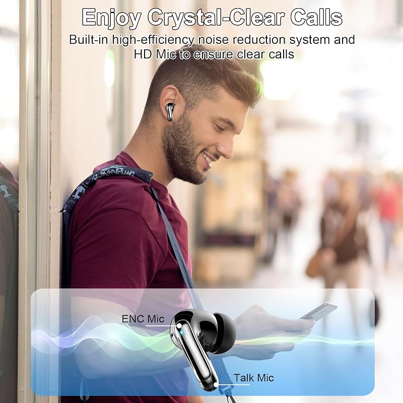 Wireless Earbuds, Bluetooth 5.4 Headphones, ENC Noise Cancelling Ear buds image 5