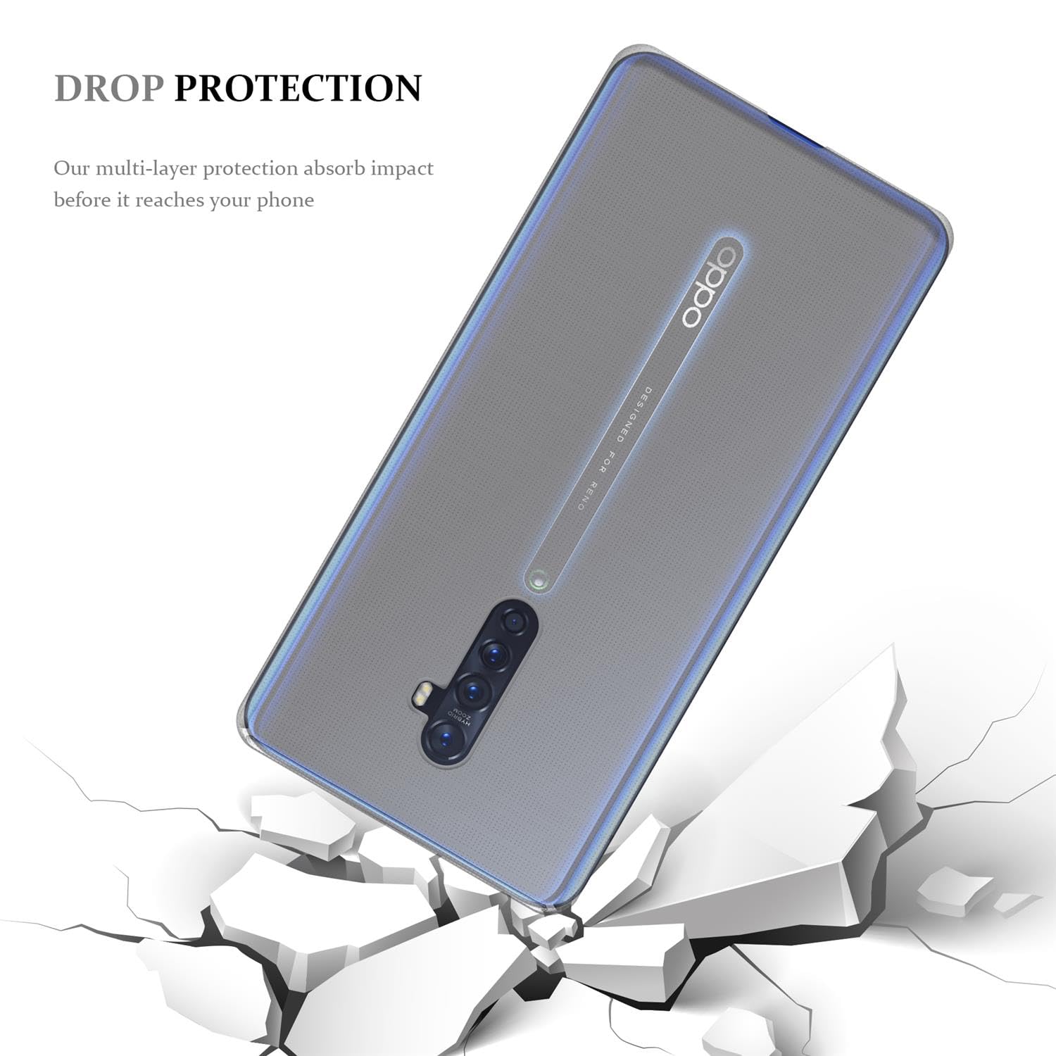 Cadorabo Custodia Trasparente Per Oppo Reno2: Cover Sottile In TPU Antiurto, Silicone Morbido, 1,2mm