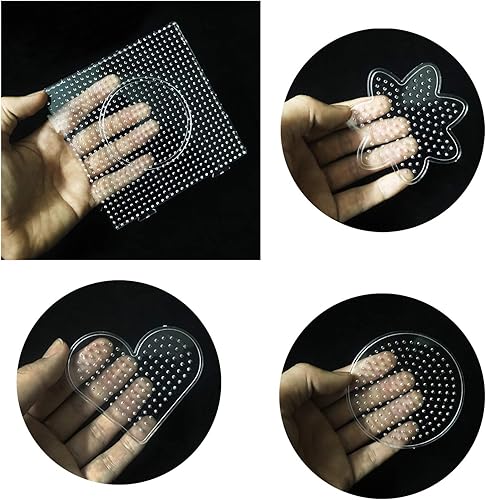 Miniatura 4 de Allazone Paquete de 10 tableros de cuentas fusibles de 0.197 in, grandes tableros cuadrados redondos de plástico transparente con 6 pinzas de