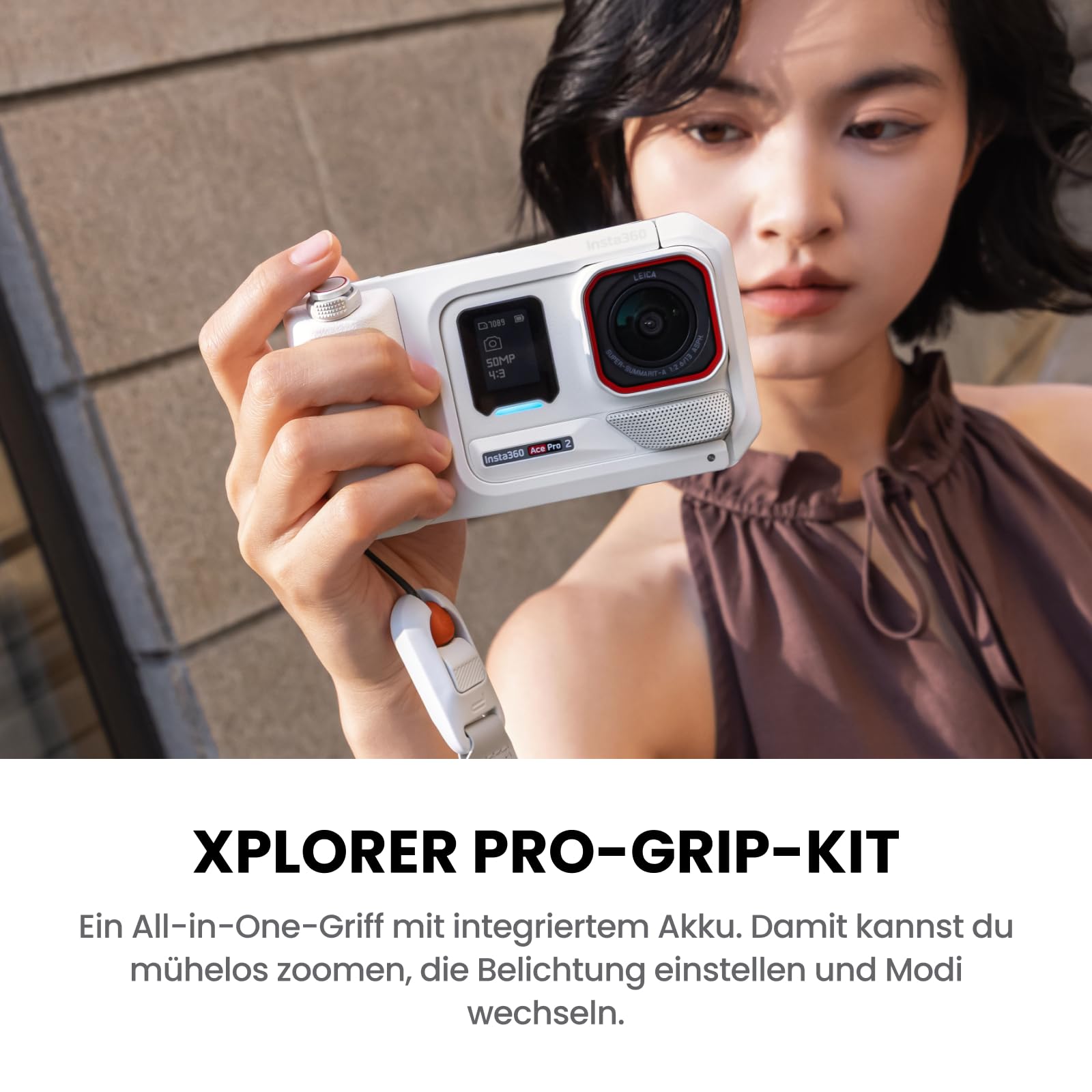 Insta360 Ace Pro 2 Polarweiß Limited Edition Xplorer Mist-Bundle – wasserdichte 8K Action-Cam, mit Leica entwickelt, 1/1,3"-Sensor, führend bei wenig Licht, Xplorer Pro-Grip-Kit für Fotografie