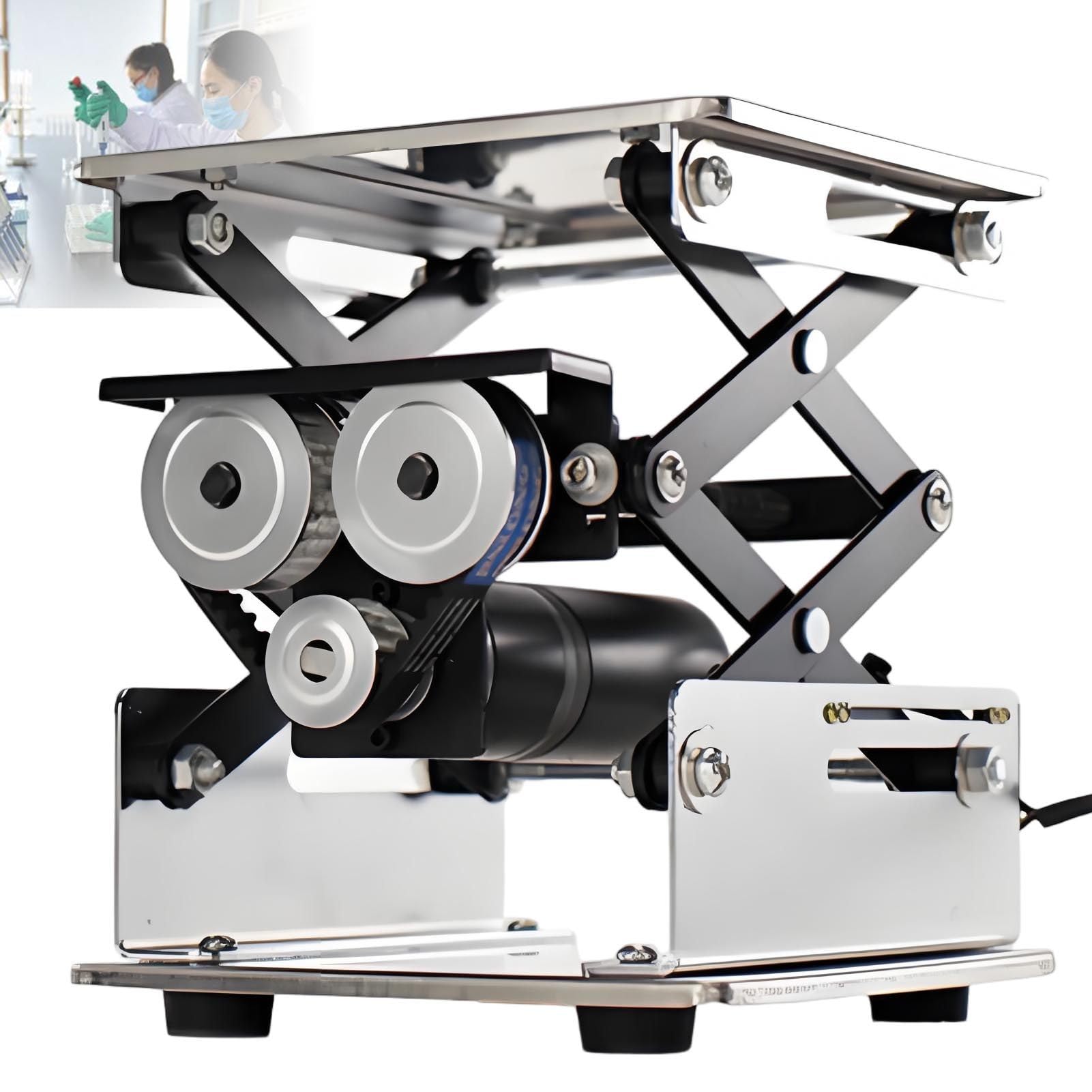ROGHA Table Size Electric Lifting Platform, Adjustable Lifter Table Bracket Load Capacity 10KG Scissor Type Sliding Stage 15 * 15cm