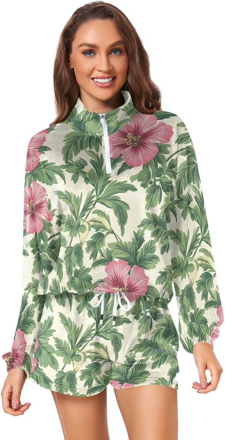 Tropical Flowers Red Athletic Outfit comfy sweatshirt