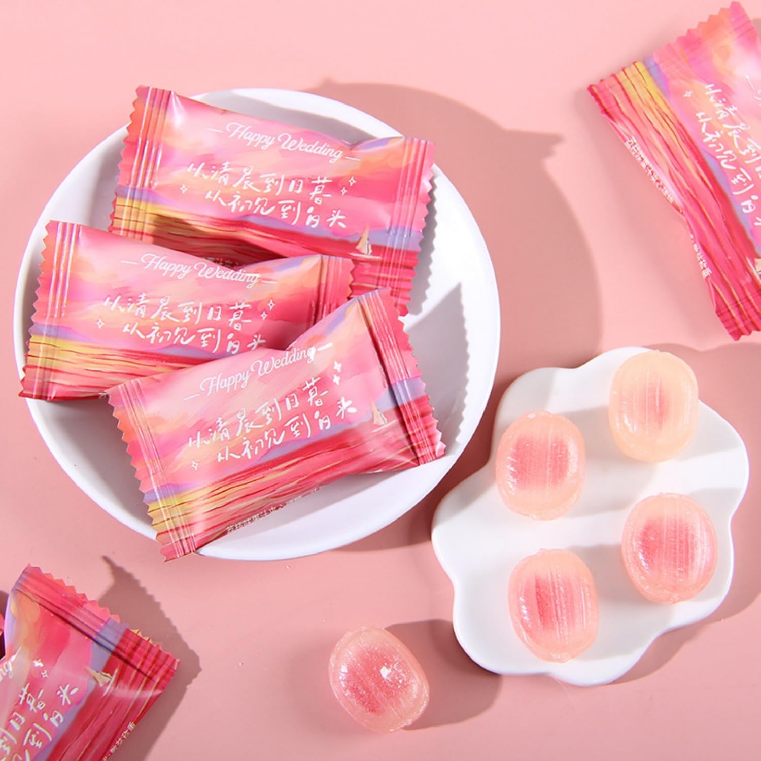 Lychee Flavored Filled Hard Candy | Individually Wrapped, 150g | Wedding Candy Bar & Sweet Table Decoration | Suitable for weddings, parties, and holidays