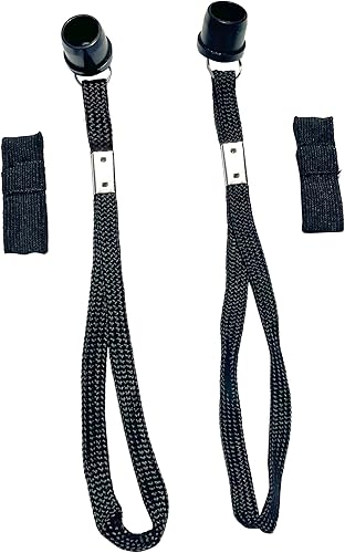 SkyMed Correas de muñeca para bastón, 6 pulgadas de largo, 2 unidades, negro, vienen con enchufe de 78 pulgadas, conector elástico. Se adapta a