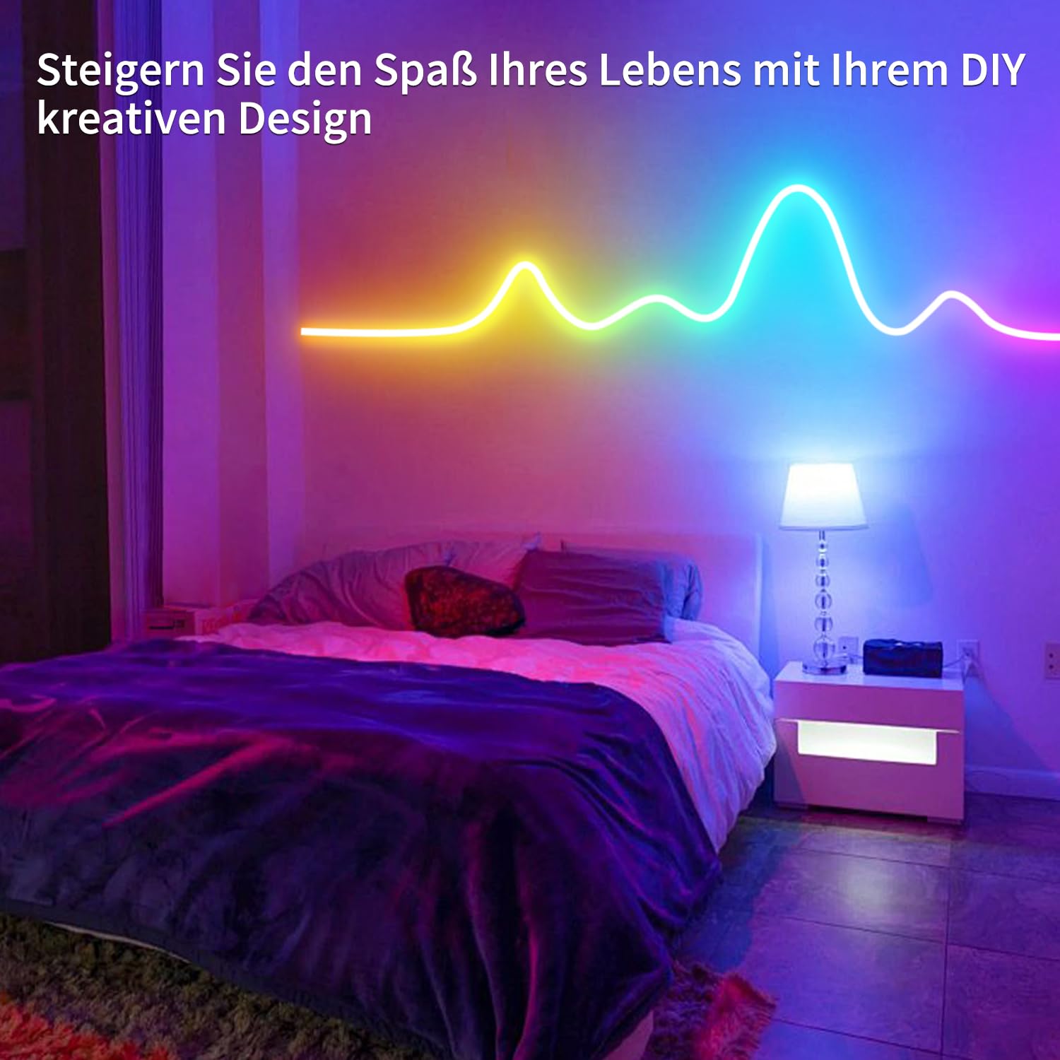 segrass Striscia LED al neon da 30 m (2 rotoli da 15 m), flessibile, con app e telecomando | Diverse modalità, IP65 RGB impermeabile, per camera da letto, interni, sincronizzazione musicale, gioco e bar