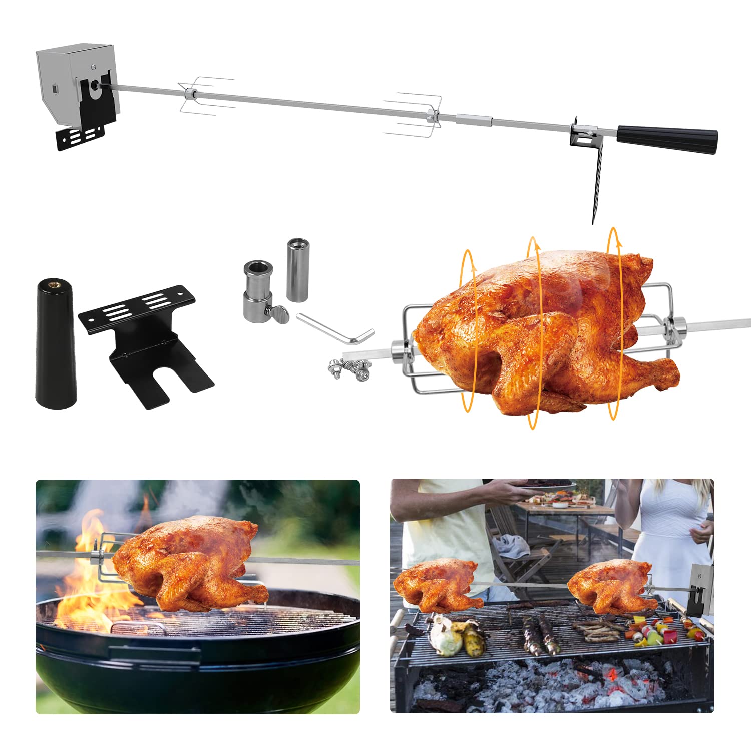 Jopassy Elektro Drehspieß Set - 10KG Traglast Für Perfektes Grillvergnügen