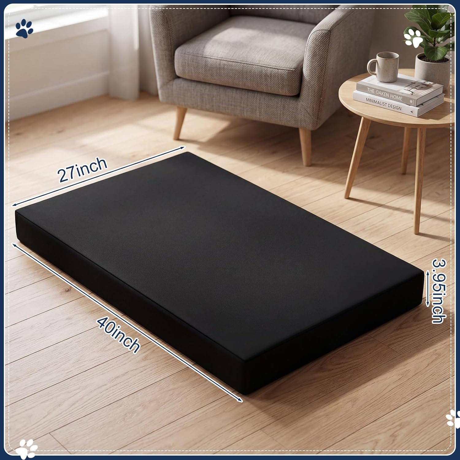 2 Pcs Waterproof Dog Bed Cover Replacement Washable, Easy to Clean, Heavy Duty Oxford Fabric Pet Bed Sleeve with Zipper, Fits 42 Inch Crate, 40''L x 27''W x 4''H, Black