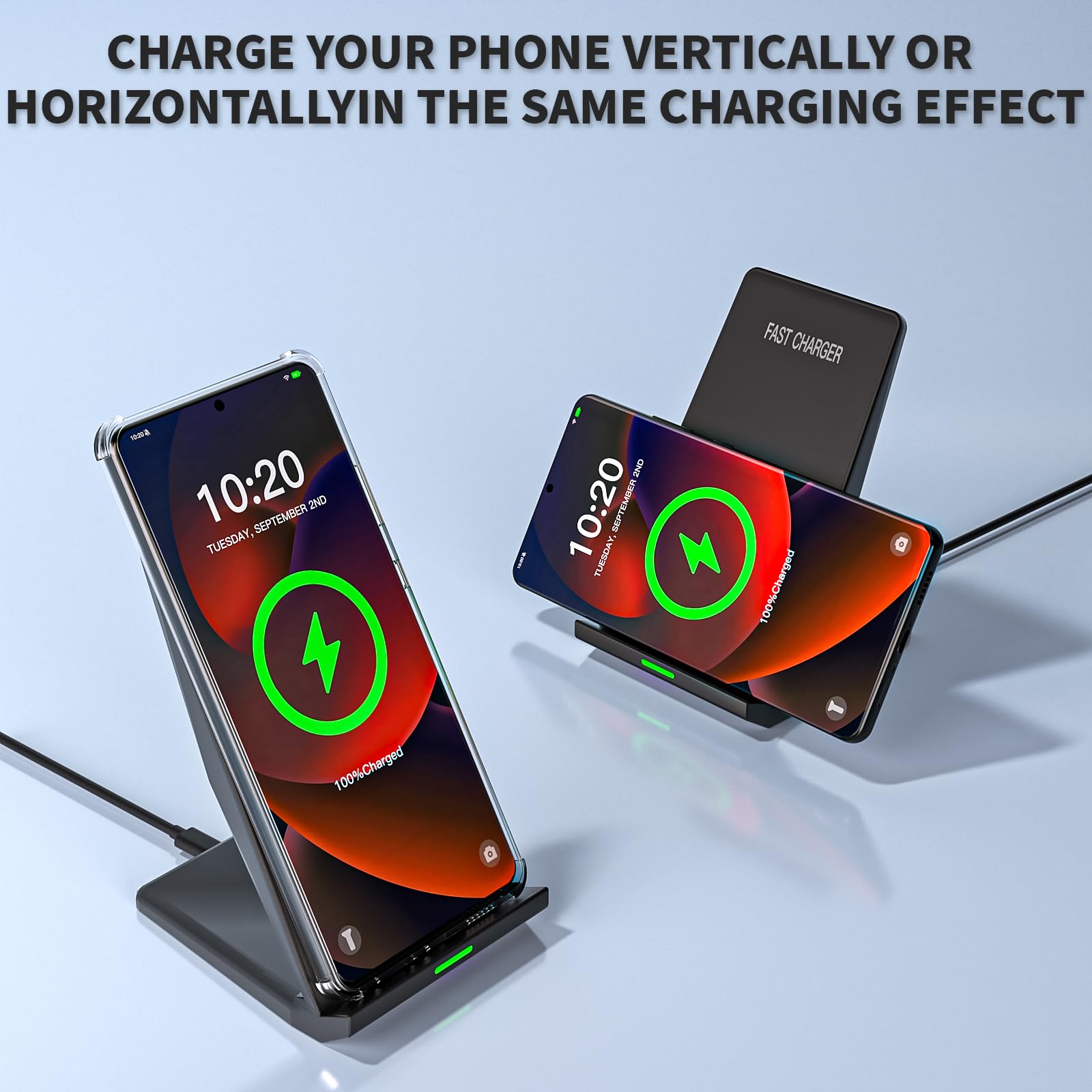 Rvelon Schnelles kabelloses Ladegerät, Computer Wireless Charging Stand mit 20W USB PD Adapter für Samsung Galaxy S25/S24/S23/S22/S21/Note 20, Pixel 8/7 Pro, für iPhone 17 Pro Max/17
