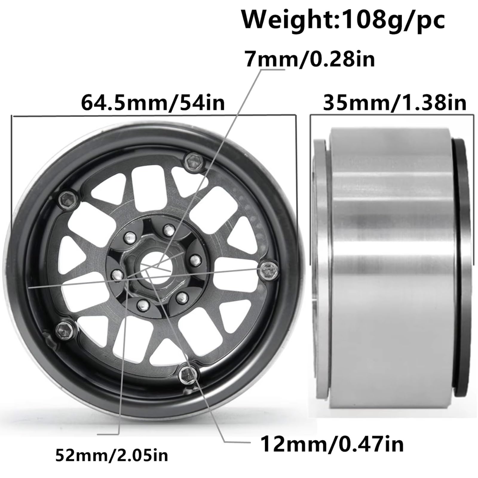 2. Eslingas Barro Alumbre para Axial para SCX10 90046 1/10 Parts Piezas | Pieza coche RC llantas aluminio guardabarros eliminan residuos tracción constante hexagonal 12mm