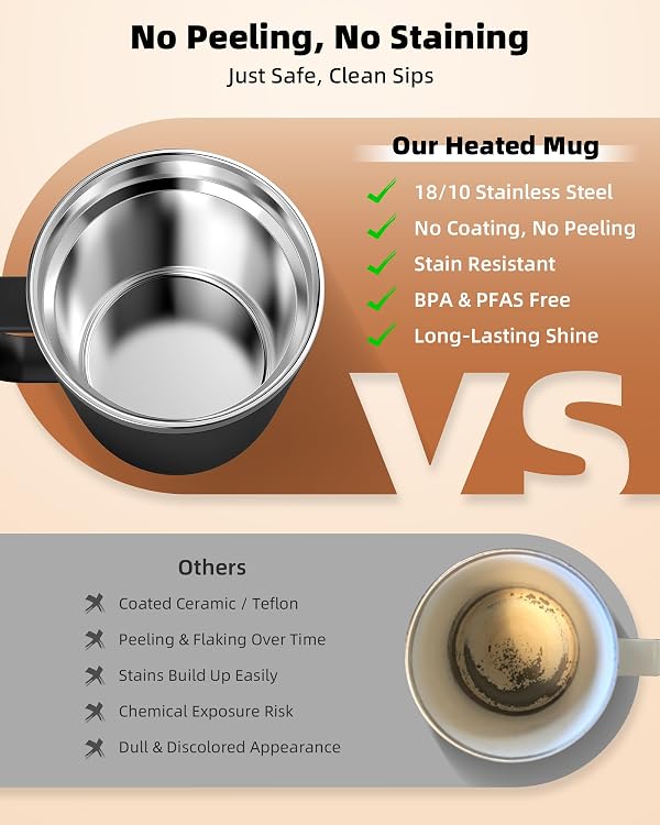 Nuwave Smart Heated Coffee Mug Rechargeable, 16oz Self Heating Temperature Control Mug with LED Display, Custom Brew Modes, Double-Wall Vacuum Insulation, 5-Hour Battery Life, Auto Shut-Off by Nuwave - Image 2