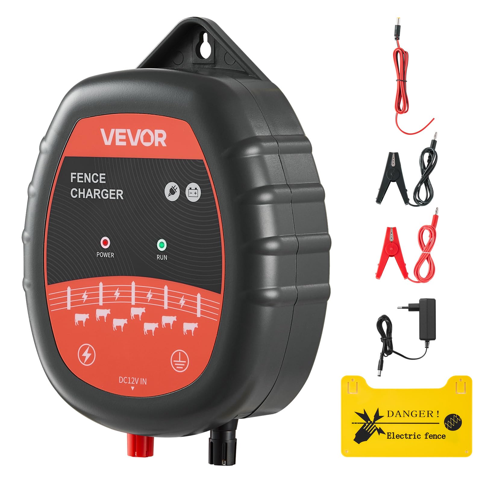 VEVOR Caricabatterie per Recinzioni Elettriche, 10 kV 1 J Elettrificatore per Recinzioni Elettriche AC/DC con Indicatore LED, Impedisce l'Intrusione di Animali Selvatici per Pollame da Allevamento