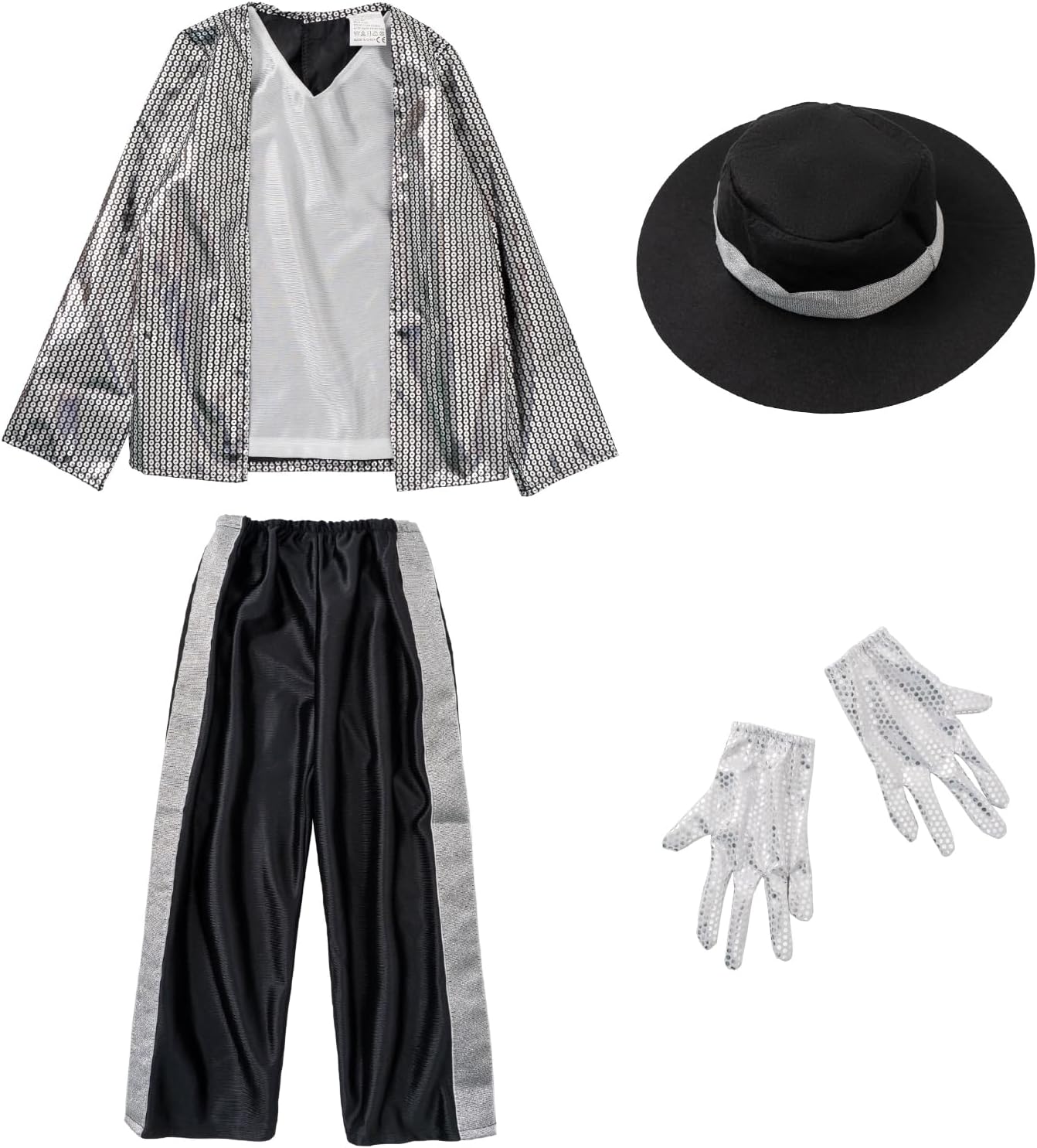 lontakids Kids Boys 80s Costume Michael Cosplay Hip Hop Stage Outfits with Matched Hat Gloves - Image 2