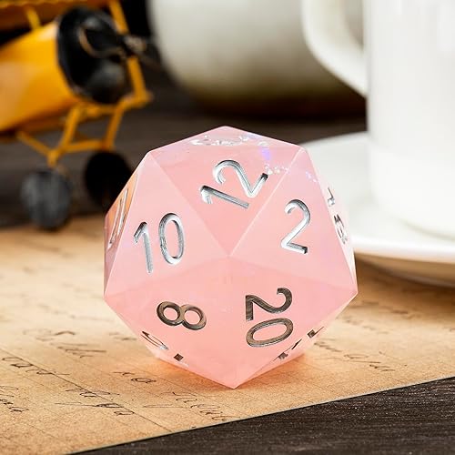 Miniatura 2 de Dados grandes D20 DND DNDND de 1.299 in de borde afilado con magnífica caja de regalo para Calabozos y Dragones (rosa)