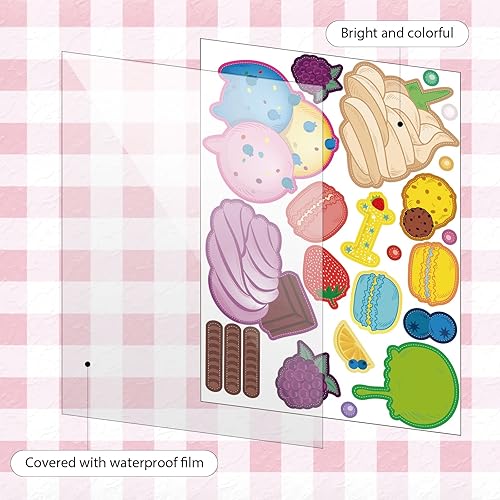 Miniatura 5 de Pajean 24 hojas de calcomanías para hacer tus propias calcomanías para juegos de fiesta de helados, mezcla y combinación, calcomanías de postre para