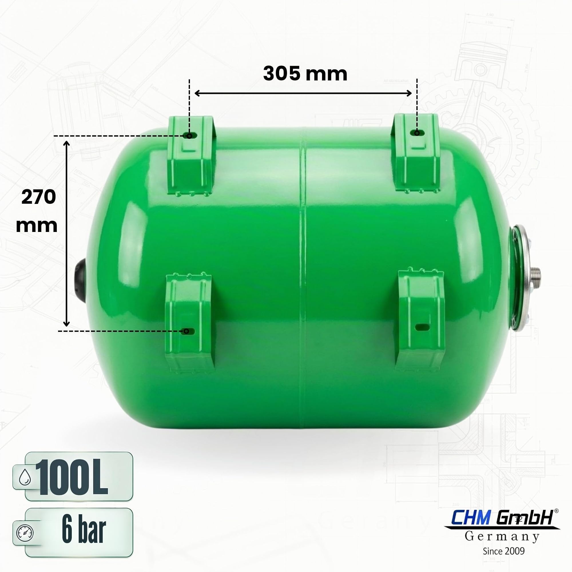 Chaudière à membrane 100 l max. 6 bar Réservoir en acier sous pression