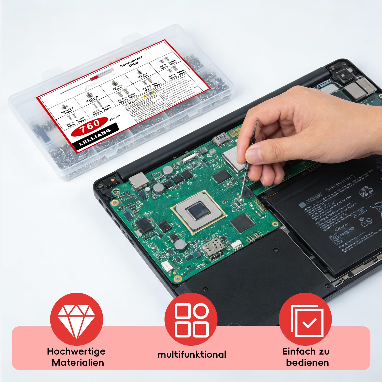 760 PzViti per Computer, Viti per PC, Set Viti Distanziali a Vite per Elettronica Ventole, Distanziatore Schede Elettroniche per HDD, SSD, CD-ROM, disco rigido