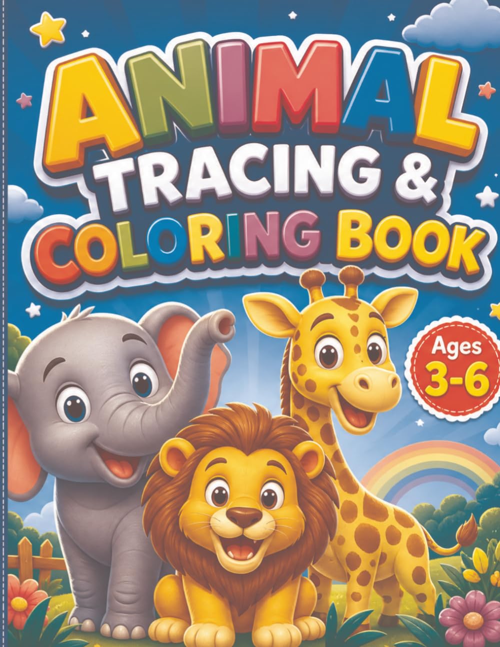 Animal Tracing & Coloring Book for Kids Ages 3-6: 50 Cute Animals to Learn, Trace, and Color! Fun Preschool & Toddler Activity Book for Fine Motor Skills & Early Learning