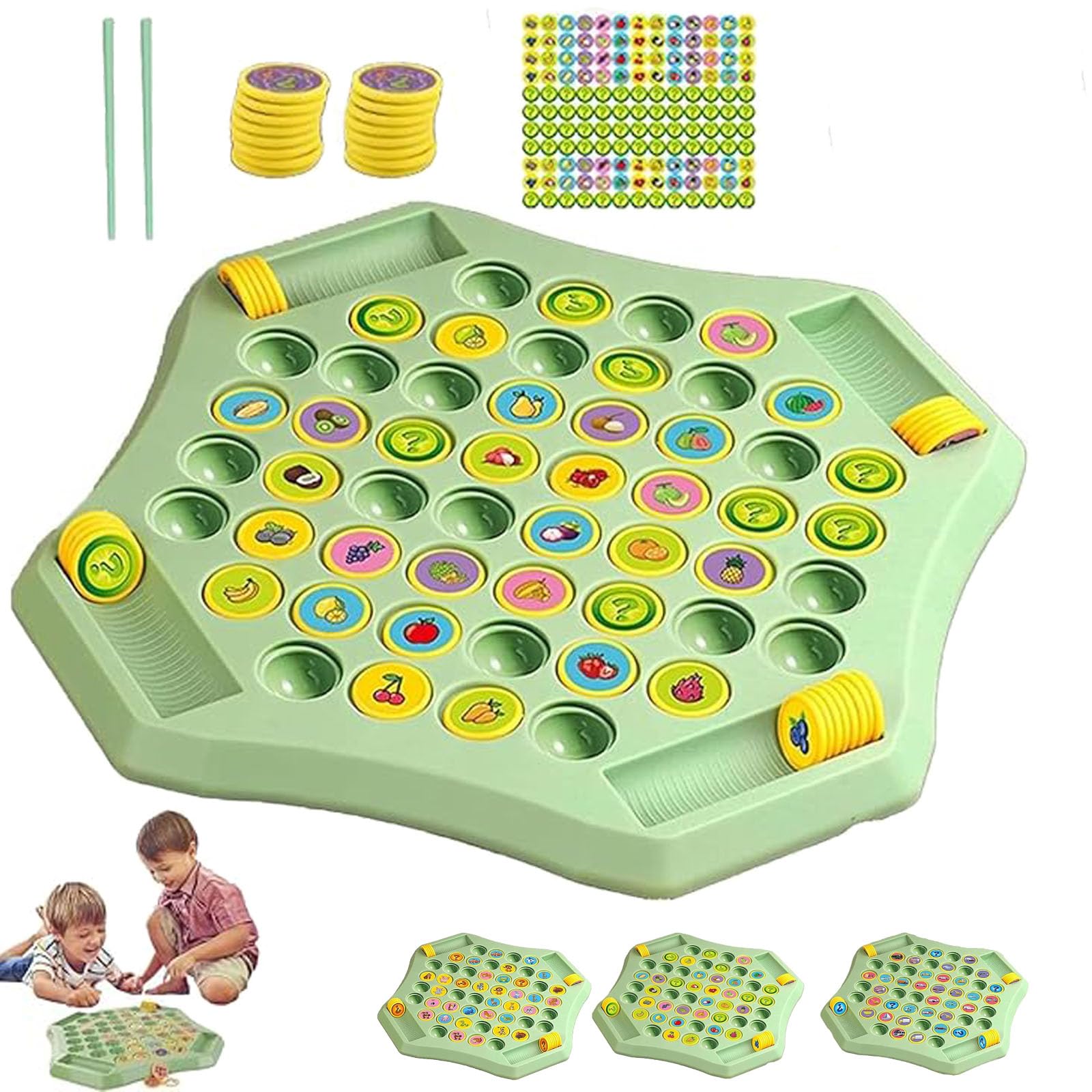 Flipfun Flip-Match Board Game, Flip Chess Memory Game, Flip Matching Board Game, Creative Double Cartoon Pattern Flip Memory Chess for Kids and Family Party Gatherings (Fruit)