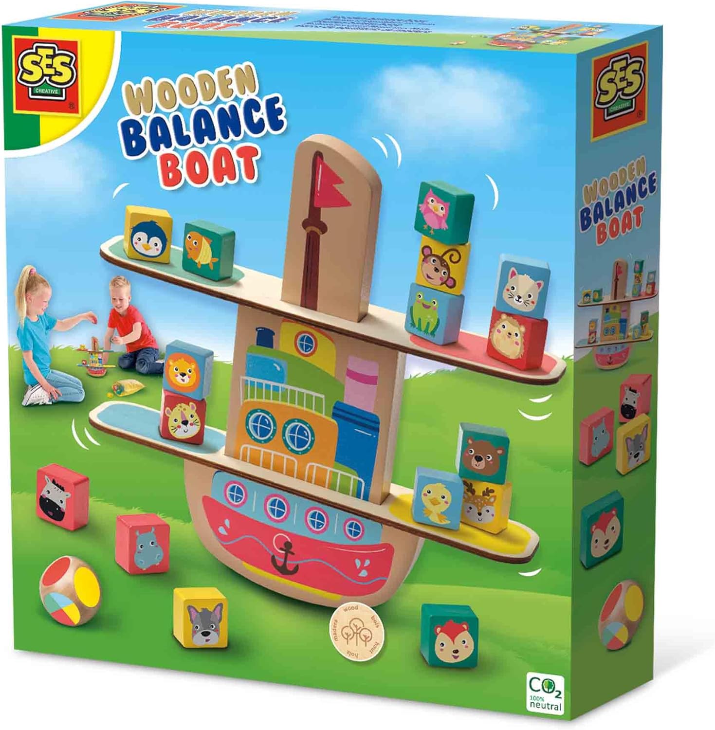 SES Creative 02309 Balancing Game Boat Made of Wood