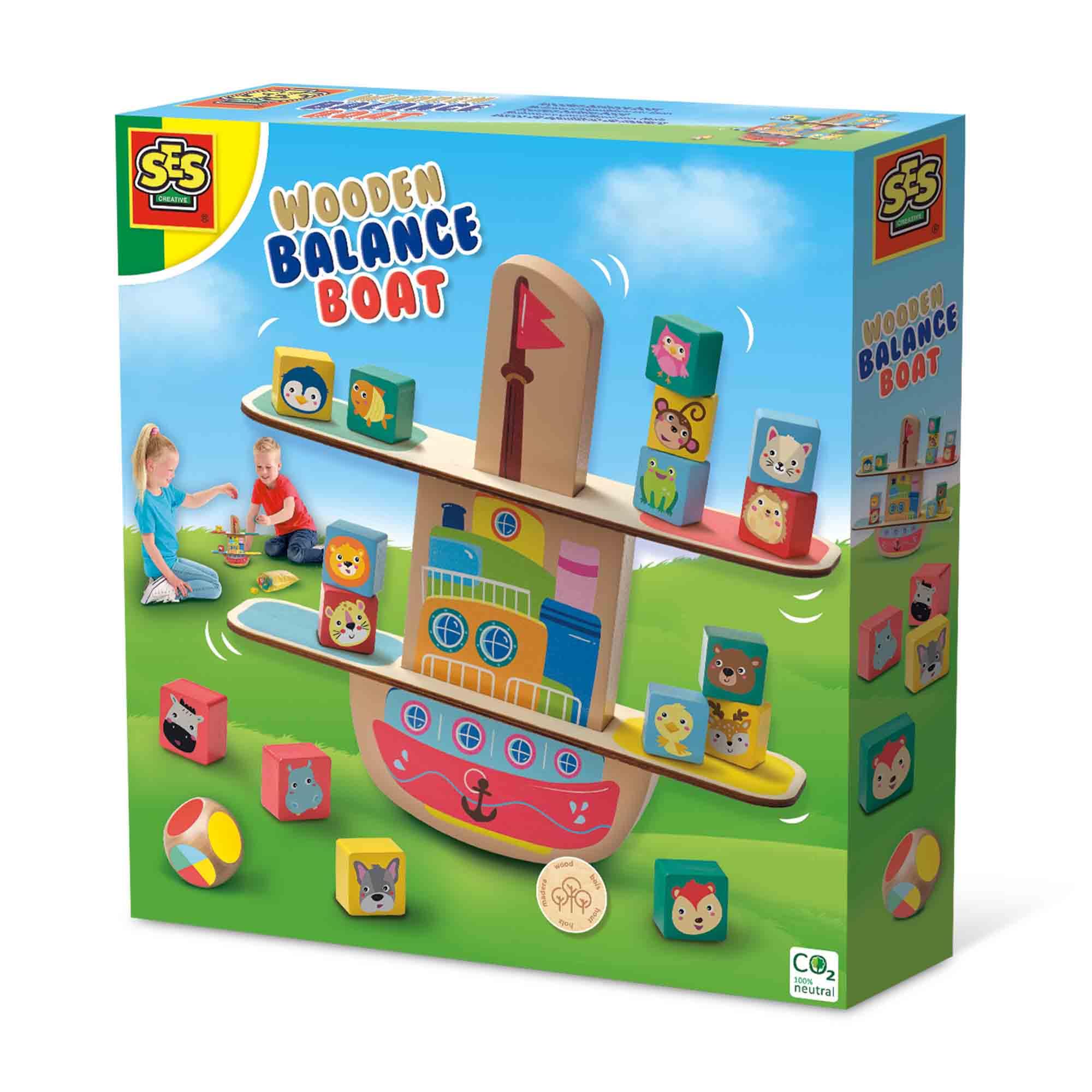 SES Creative Balance Game - Wooden Balance Boat - Multicolor