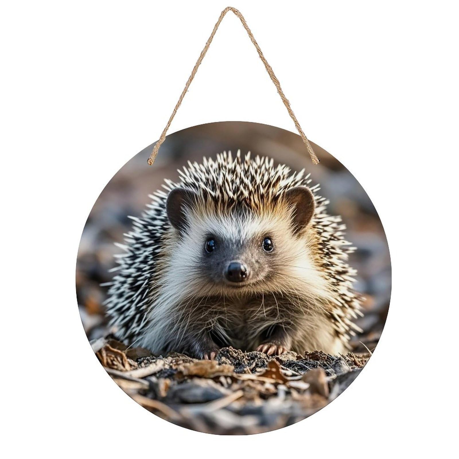FekiLoot Hedgehog Welcome Sign Wall Decor Welcome Round Wood Hanging Signs Decoration Farmhouse Wall Sign Wall Plaque Funny Decor Door Hanger for Front Door Porch Office