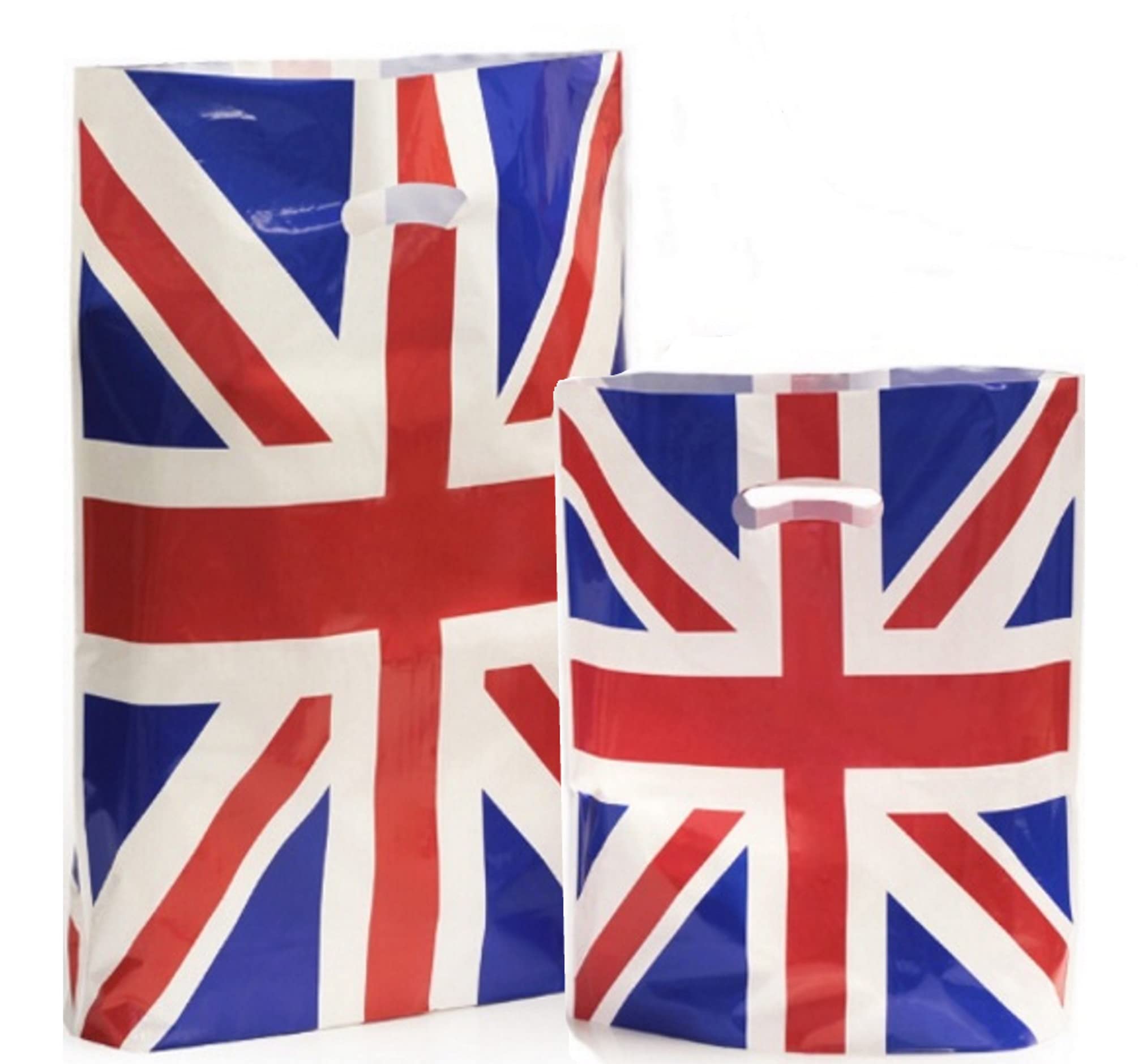 Union Jack Plastic Bags Gift Shop Carrier Bag Jubilee Party - Small & Large (Large 50)