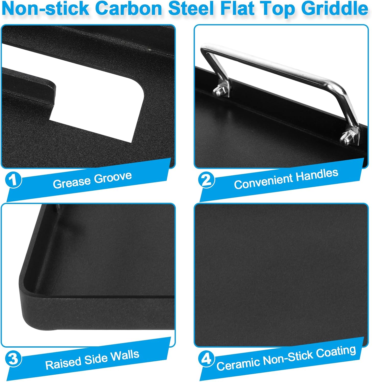 Full-Size Grill Griddle Insert for Charbroil Classic 360 3-Burner Grills 463742418 463773717 463773817 463773917, Nonstick Flat Top Griddle with Handles for Charbroil American Gourmet 465735621