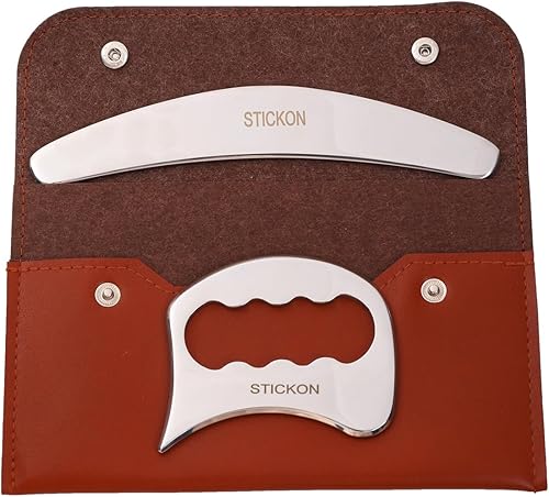 STICKON Juego de herramientas de raspador muscular Gua Sha 2 en 1, herramienta de masaje de raspado, herramienta de acero inoxidable Guasha IASTM