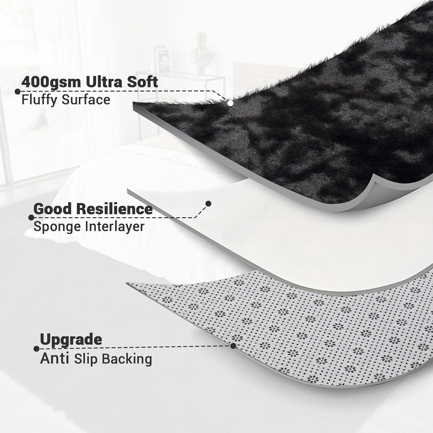 Garvee Area Rugs for Living Room Non Slip Thickened Fluffy Shag Untra Soft Indoor Carpet High Pile Abstract Tie Dye Floor Cover for Kids Room Nursery