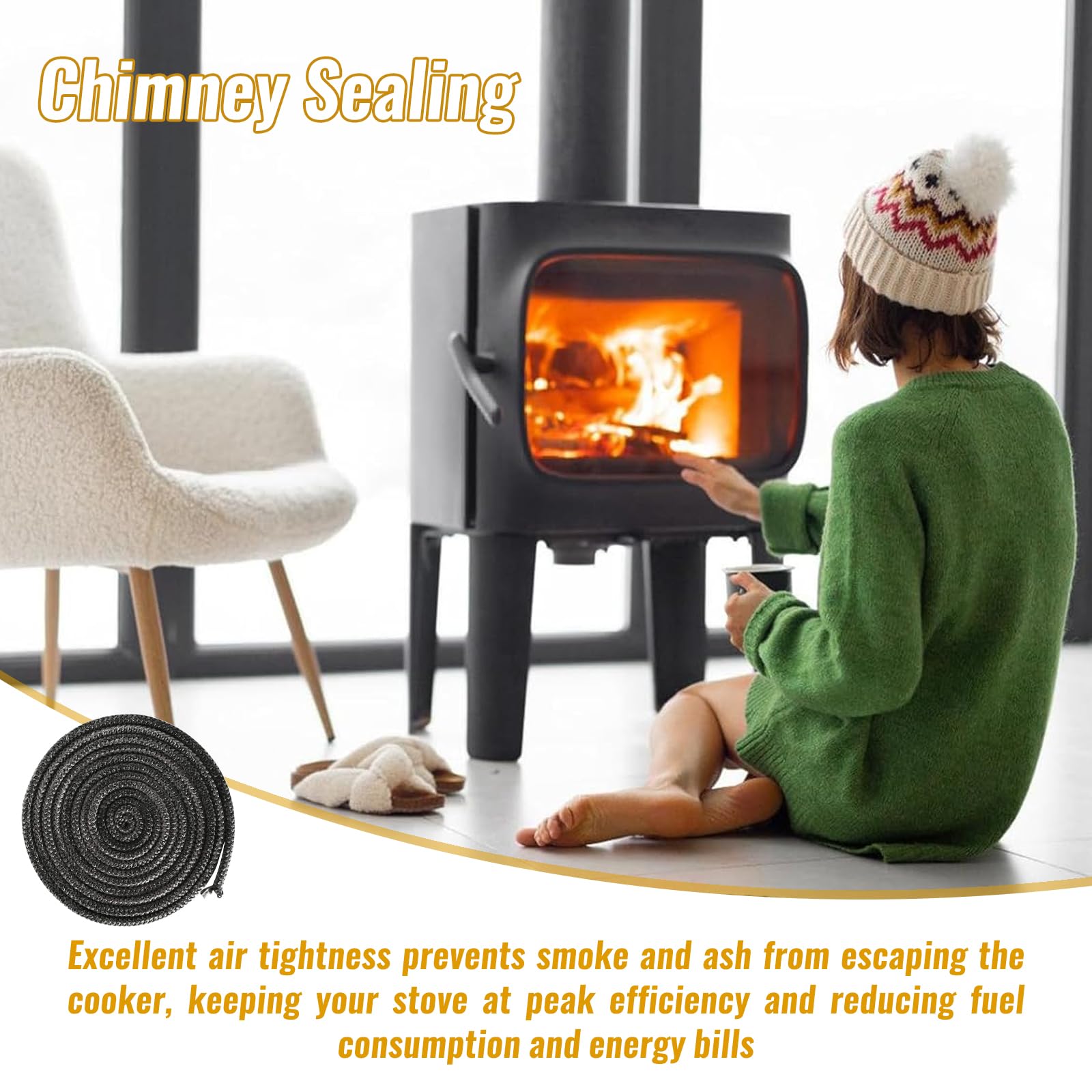 Kit Guarnizioni Porta Stufa A Legna Corda 10mm 4metri Ricambio Per - Foto 10