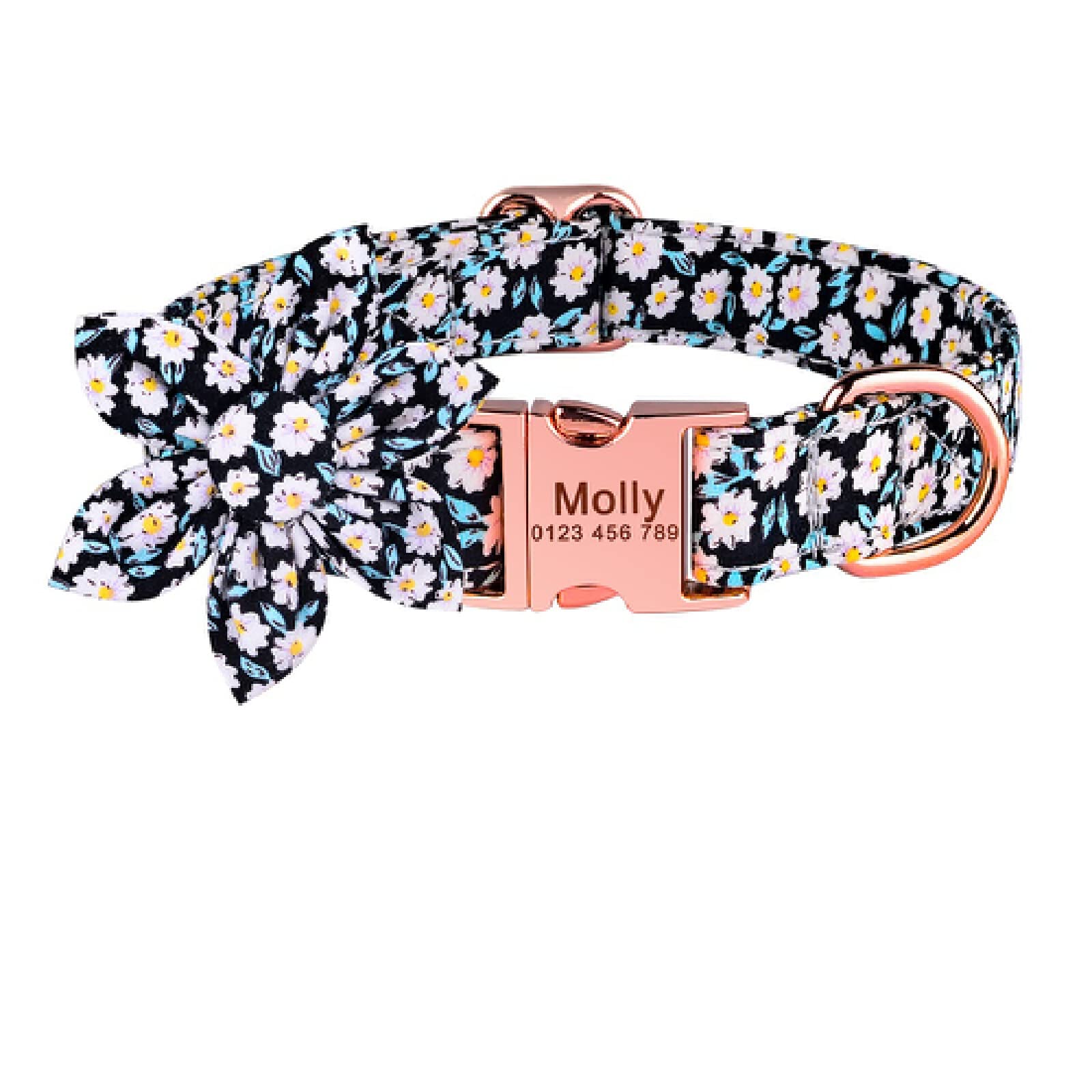 Collier de chien en nylon écossais avec accessoire fleur amovible