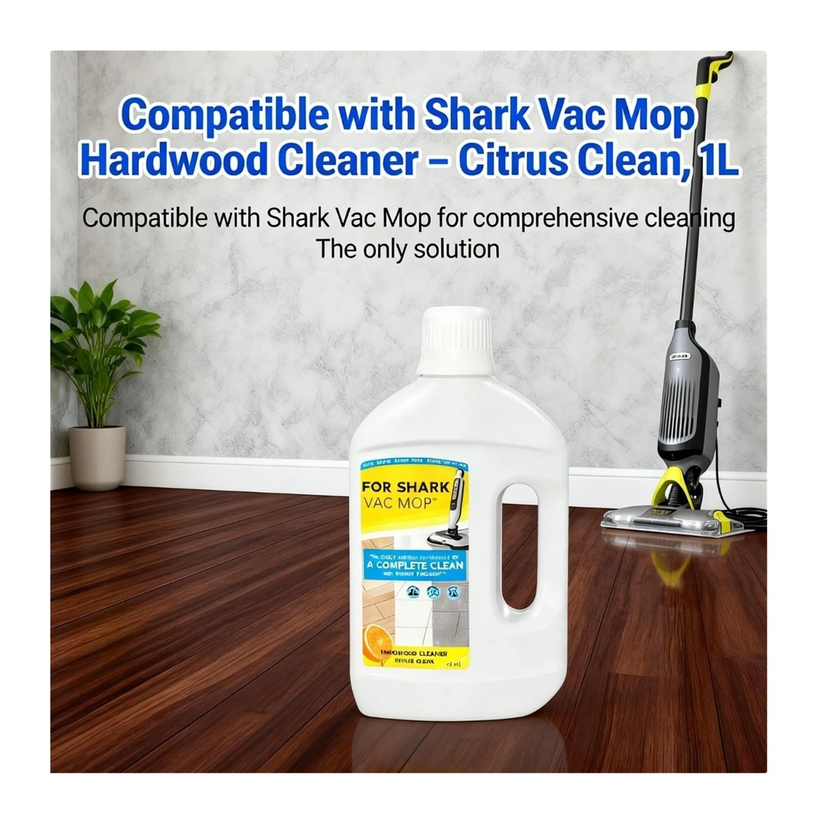 Solución limpiadora de pisos multisuperficie, concentrada for vinilo laminado baldosas madera, compatible con trapeadores a vapor Shark, fórmula sin enjuague rayas, recambio 1000 ml