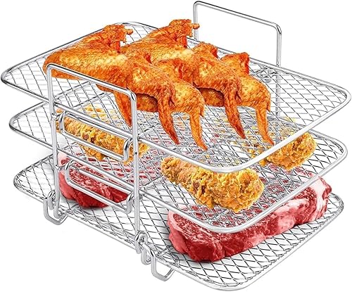 Estante para freidora de aire Ninja Dual Air Fryer Accesorios para freidora de aire de acero inoxidable, estante deshidratador de tres capas,