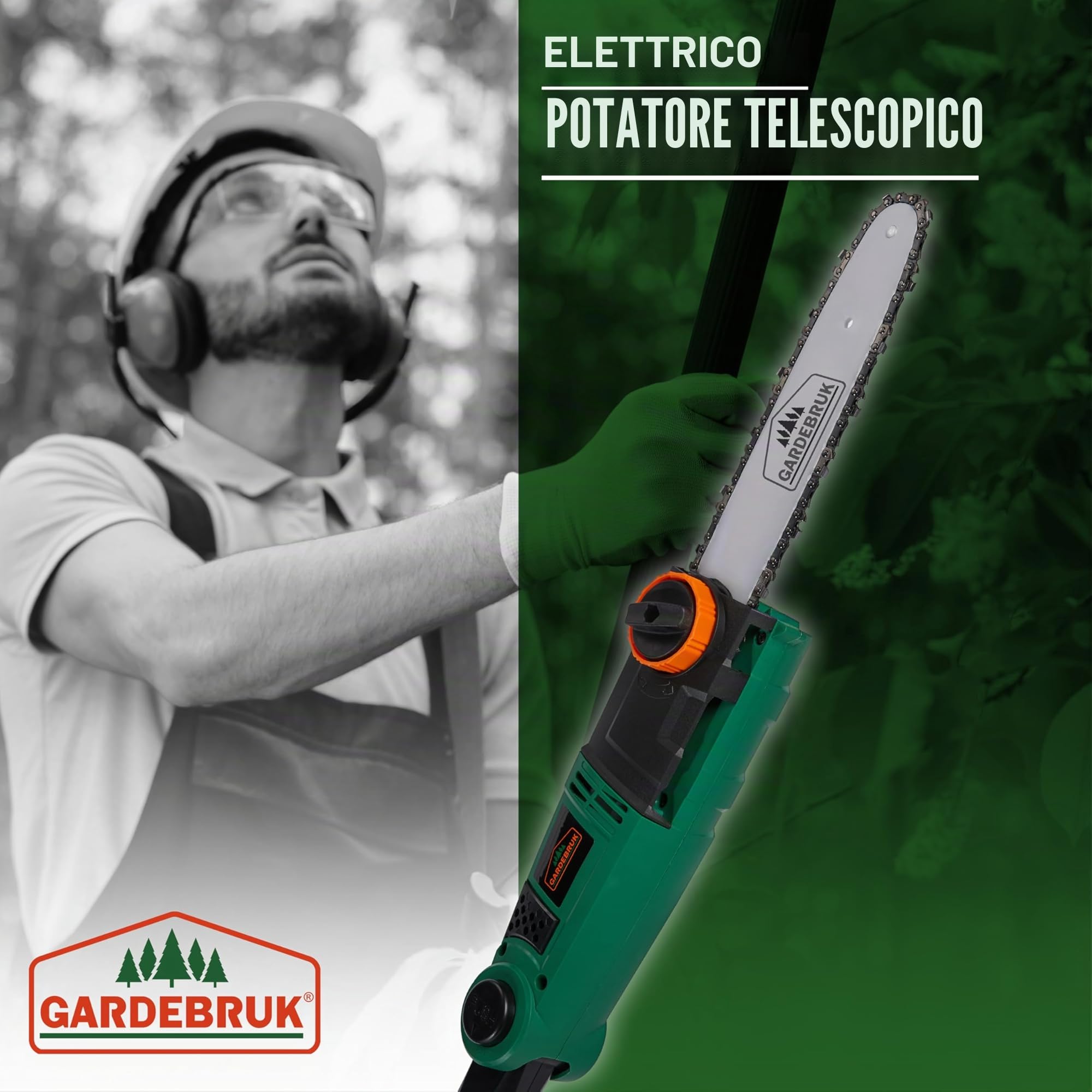GARDEBRUK® Potatore Telescopico Elettrica 200-265cm Modello ASX 900 750 W Lama 26 cm Motosega Telescopica per Potatura