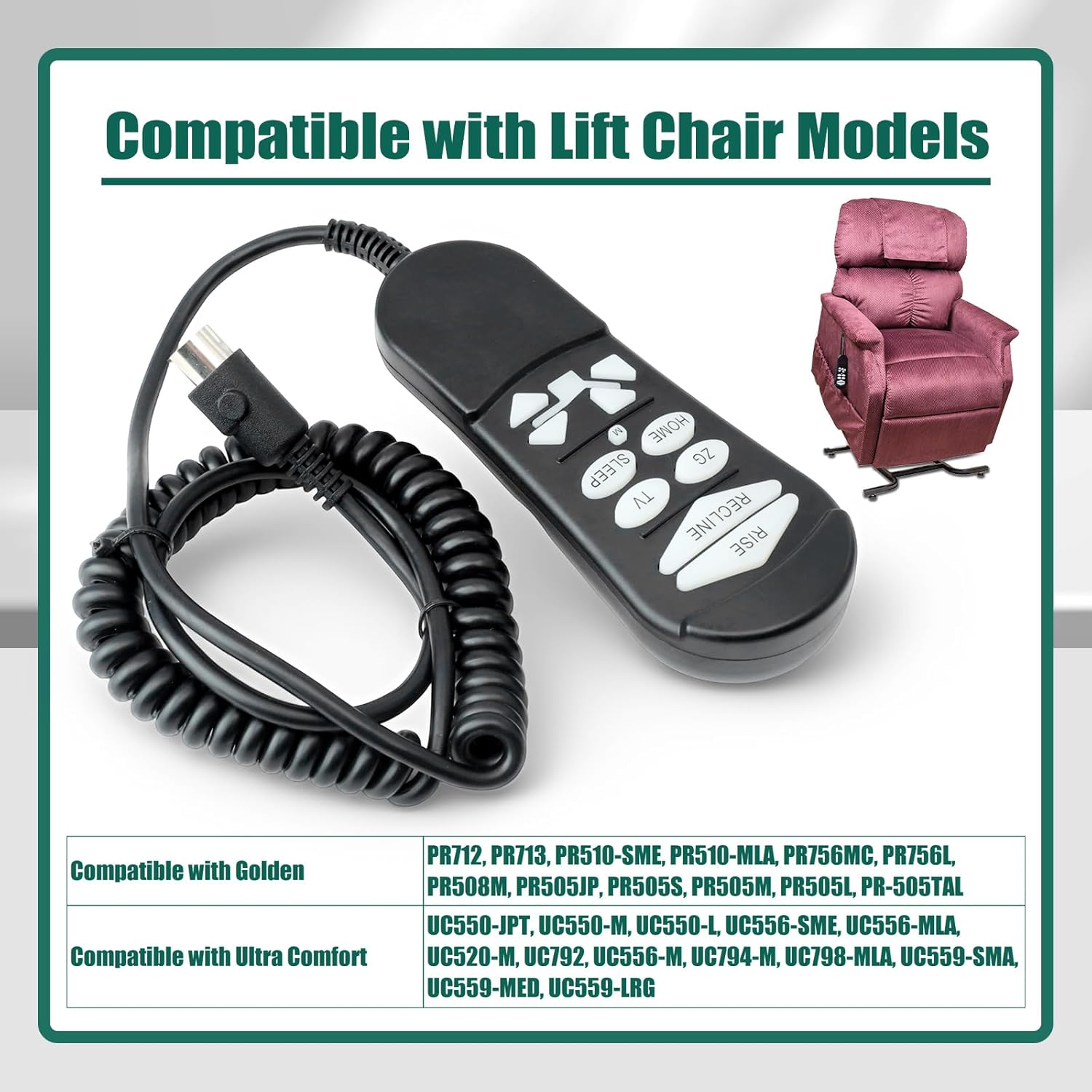 YUXIVCNE ZKAD-5 11 Button 5-Pin Recliner Controller Replacement for Golden PR712 PR713 for Ultra Comfort UC520 UC550 Chairs 2 Motors, Replace ZKAD-2 ZKAD-3 ZKAD-4 Lift Chair Hand Control
