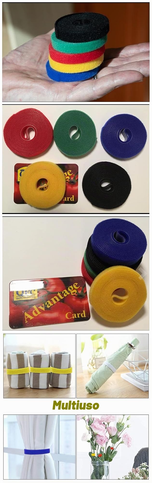 Colorate Fascette Fermacavi 7 Rotoli,Fascette cavi Regolabili Lunghezza,12mm x 5M Cinghie Fermacavi,Riutili Zzabile,per Organizzare cavi,Home,Ufficio,Cucire e DIY Artigianato