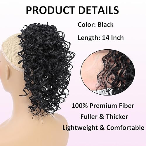 Miniatura 2 de Cola de caballo con cordón para mujeres negras, extensión de cola de caballo rizada para mujeres negras, cola de caballo afro afro de cabello